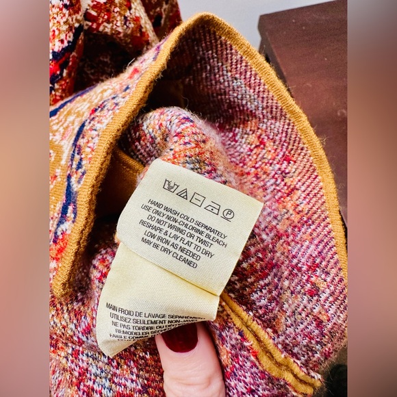 Moth for Anthropologie Tan Multi Paisley One-Button, 3/4-Sleeve Cardigan, XS - Picture 7 of 8